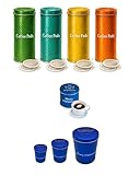 James Premium Pad Box, Kaffeepaddose 4 Stück plus + 3 Weihnachtsdosen aus Metall mit Padlifter, Blau Geschenkidee Kaffeepad-Dosen Weihnachtsdosen Pad-Dose für Senseo Pads