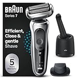 Braun Series 7 Rasierer Herren Elektrisch, Elektrorasierer & Trimmer mit Reinigungsstation, 360° Flex, Wet & Dry, wiederaufladbar & kabellos, 71-S7200cc, silber