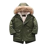 Momolaa Outdoor Jacke ​Kinde𝐫 Winterparka mit Sherp𝐚-Futter und Kapuze fürmit Steppung und gefütterter Baumwolle für Outdoor Aktivitäten im Winter Junge𝐧 und Mädchen Winddichte (Green, 5-6 Years)
