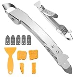 Silikonentferner Werkzeug-Set – Edelstahl-Fugenkratzer mit 5 Köpfen, 4-in-1 Fugenkratzer & Abzieher Multitool, inkl. 4 Fugenglätter, zum Entfernen von Silikon, Dichtmittel von Fugen in Bad & Küche