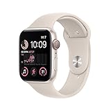 Apple Watch SE (2. Generation) (GPS + Cellular, 44mm) - Aluminiumgehäuse Polarstern mit Sportarmband Polarstern - Regular (Generalüberholt)