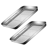 UKCOCO 2Sätze Backblech Mit Rack Teiliges Ablaufsystem Für Vielseitige Verwendung Abtropfen Waschen Von Gemüse Und Platzsparend Und Langlebig