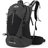 IX INOXTO Wanderrucksack, 35L wasserdichter Campingrucksack mit 3L Wasserblase und Regenschutz, leichter Reiserucksack, Schwarz, Einheitsgröße, Tagesrucksäcke