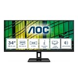 AOC U34E2M - 34 Zoll WQHD Monitor, 100 Hz, 4 ms, Adaptive Sync (3440x1440, HDMI, DisplayPort) schwarz