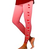 Cvanxluy Leggings für Damen, Slim Fit Yoga Laufhose Freizeithosen Lustig Sport Streetwear Strumpfhose Rot Stretch Jogginghose Karneval Weihnachten Hosen Fitnesshose