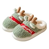 Plüsch Hausschuhe Weihnachten Damen Flache Slipper rutschfeste Latex Sohle Komfortabel‌ Frauen Hausschuhe Indoor Memory Foam Kaschmir Baumwollmischung Gestrickt Autumn Winter Anti-Rutsch