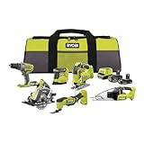 RYOBI 18 V ONE+ 10-tlg. Akku-Combo-Kit RCK186O-242SZL, Schlagbohrschrauber, Stichsäge, Handkreissäge, Multitool, Vibrationsschleifer, Handsauger, 2x Akkus (4,0Ah & 2,0Ah), Ladegerät, Werkzeugtasche