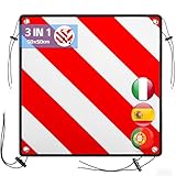 Sorlpv 3 In 1 Warntafel für Italien Spanien Portugal, Alu Reflektierend Warnschild 50x50CM mit Spannseile & Eckenschützer, Zertifizierte für Fahrradträger Heckträger Anhänger Auto Wohnmobil - 1 Stück