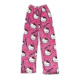 Hello Kἰtty Damen Schlafanzughose Hosen Lang Flanell Pyjama Hose Damen Schlafhose Weich Kawaii Pyjamas Anime Bequeme Warme Pyjamahose Lounge Hose zum Schlafen Warmes Geschenk für sie