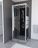 MARWELL Komplettdusche Fertigdusche Dusy 70 x 70 x 225 cm – Dusche mit Fronteinstieg – Duschkabine mit hochwertigen Aluminiumprofilen - Einstiegshöhe 16 cm