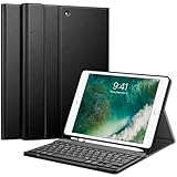 FINTIE Tastatur Hülle für iPad 9.7 2018 (6. Generation), Soft TPU Rückseite Gehäuse Keyboard Case mit eingebautem Pencil Halter, magnetisch Abnehmbarer QWERTZ Bluetooth Tastatur, Schwarz