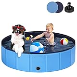 Ezilif Hundepool für Große & Kleine Hunde, Faltbare, Pool rutschfest, 120 x 30cm Schwimmbecken, Verdickt PVC, Planschbecken, Verschleißfest, Hundebadewanne Swimmingpool für Kinder