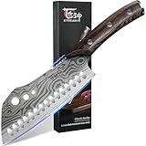 SYOKAMI 18 cm Küchenmesser mit Kräuterstripper, Asiatisches 3-in-1 Messer kombiniert Hackmesser, Fleischermesser und Nakiri für Schneiden, Hacken, Würfeln, Zerkleinern oder Geschenk