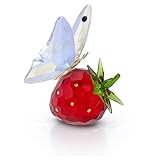 Swarovski Idyllia Schmetterling und Erdbeere, Zierliche Kristallfigur mit Mehrfarbigen, Strahlenden Swarovski Kristallen