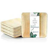 Wiseware Palmblatt Teller quadratisch 18 x 18 cm – 25 Stück – biologisch abbaubares Einweggeschirr – nachhaltige Einwegteller aus Palmblatt – kompostierbare Partyteller – plastikfrei