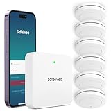 Safeliveo Rauchmelder WLAN Smart Feuermelder Vernetzt Rauchmelder 10 Jahre Batterie 6er Set mit Basisstation, Brandmelder mit 85dB Hörbarer Alarm