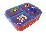 Theonoi Kinder Brotdose Lunchbox Sandwichbox - mit Fächern -Brotbox mit Unterteilung - Brotdose Kindergarten - Brotdose aus Kunststoff BPA frei (Super Mario)