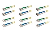 SpeedyFiberTX Glasfaserkabel FC/U auf FC/A Patchkabel, 6er-Pack, 20m, Grüne, blaue und weiße Stecker, Corning SMF-28 Ultra Singlemode 9/125um Glasfaser, Duplex Gelber LSZH Kabelmantel