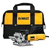 Dewalt 600 Watt Lamellendübelfräse DW682K (zum Erstellen von Flachdübelverbindungen in Holz u. Holzwerkstoff, max. Frästiefe: 20 mm, max. Fräs-ø: 102 mm, 4 mm Nutfräser, Spänefangsack, Koffer)