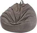 Nobildonna Sitzsackstuhl für Kinder und Erwachsene, nur Bezug (Keine Füllung) für Sofa-Stofftiere, 110 x 89 cm(Warmes Grau)