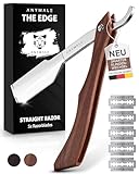 ANYMALE Premium Rasiermesser 'The Edge' - Herren Set mit 5 Wechselklingen - Nassrasierer mit individuellem Holzgriff - Rasierer für Bart und Konturen - Sandelholz Edition