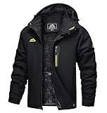 TACVASEN Herren Wasserdicht Winter Skijacke Warme Snowboardjacke Outdoorjacke Gefüttert Winterjacke (XL, Schwarz)