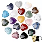 XIANNVXI 20 Stück Kristalle Herz Stein Heilung Kristall Edelsteine Set Rosenquarz Amethyst Herz Liebe Edelstein Herz Glückssteine Bunte Herzen Steine Set für Chakra Reiki Balancing Valentinstag