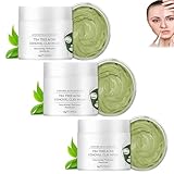 Luxiaskins Teebaum Pore Cleansing Gesichtsmaske,Teebaum Pore Cleansing Gesichtsmaske,Grüner Tee Ton Maske,Ton Maske Mitesser Extraktion Akne Entfernung,Tiefenreinigung,Oil Contro (3PCS)