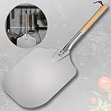 heidenfeld Pizzaschieber Catania | Aluminium Pizzaschaufel mit 66.5 cm - Große Fläche 30.5 x 30.5 cm - Schieber für Pizzastein - 20.0 cm Holz Griff abnehmbar - Pizzaofen Zubehör (Silber Aluminium)