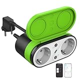J-BRAUV Wlan Steckdose Outdoor Doppelsteckdose Außen Mit Zeitschaltuhr Wasserdicht, Smarte Steckdose Outdoor, Stromverbrauchsmesser Funktioniert Mit Alexa Google Home 2,4GHz WiFi