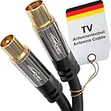 KabelDirekt Antennenkabel, Koaxialkabel, TV Kabel – Fernsehkabel mit bruchfestem Metallstecker für digitales & analoges Fernsehen – 2 m (Antennenstecker auf Buchse für DVB-C, DVB-T, DVB-S)