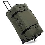 SONS OF ALOHA XXL Reisetasche mit 2 Rollen Rollkoffer 80 cm Koffer Sporttasche Reise-Trolley 140L, grün-Olive