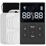 Aolso TENS Gerät, 3-in-1 Reizstromgerät mit 12 Modi, Training durch elektrische Muskelstimulation, TENS/EMS Elektro Massagegerät für Arm,Bein,Rücken,Schulter,Nacken mit 12 Elektroden Pads(Grau)