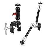 Orlegol 10 Zoll Magic Arm + Große Super Clamp, Kamerahalterung Klemme mit 360° Kugelkopfarm, Stativ Klemme, Klemmstativ, Super Klemme, Zangenclip für DSLR Kamera Feldmonitor LED Licht DJI Actionkamera