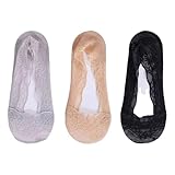 Not Show Socken für Damen, dünne, niedrig geschnittene Einlagen, Anti Rutsch Füßlinge für flache Schuhe, Hiddens Invisible Boat Summers, Spitze, unsichtbare Einlage für Damen