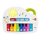 Fisher-Price Babys erstes Keyboard mehrsprachige Version, tragbares Spielzeugklavier mit Lichtern, Musik, Tiergeräuschen und Lerninhalten für Kleinkinder, HCJ12