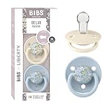 BIBS De Lux Schnuller 2er-Pack, BPA-frei, Kirschform Nippel. Silikon, Hergestellt in Dänemark, Einheitsgröße (0-36 Monate), Eloise Baby Blue