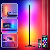 LED Stehlampe,RGBIC Stehlampe Wohnzimmer Dimmbar,140cm Abnehmbar Stehlampe Schwarz,Standleuchte LED mit App,16 Millionen Farben Standleuchte,300 Szenenmodi,Musikmodus & Timing-Funktion Deko Wohnzimmer