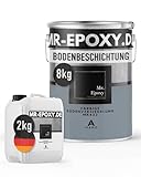 Mr. Epoxy Epoxidharz Bodenbeschichtung (10 kg, RAL 7001 Silbergrau) - 2K Betonfarbe für Garagen, Keller & Werkstatt Boden - Flüssigkunststoff Epoxid Grundierung und Bodenversiegelung