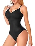 Shapewear Damen Body, Miederbody Stark Formend, Bodysuit Women, Bauchweg Body Shaper Damen, Bequemer Formende Bodys, Stringbody mit Verstellbarer Schultergur, Atmungsaktiven Materialien L/XL