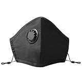 Unisex Maske aus Stoff, komfortabel, waschbar, mit verstellbarem Verschluss, atmungsaktiv, Ventil Fashion (schwarz)