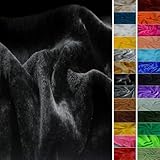 STOFFBOOK KUNSTPELZ KANINCHEN PLÜSCH STRETCH STOFF STOFFE (Schwarz, 50x75cm)