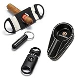 Wohlstand Zigarrenschneider,Edelstahl Zigarrenabschneider,Doppelte Klinge Zigarrenschere,Zigarren set,Edelstahlschneider für die meisten Zigarrengrößen,mit zigarren aschenbecher