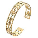 SAFIGLE Durchbrochenes Blatt Armband Öffnungs Manschetten Armreif Schmuck Armreif Für Frauen Handgelenk Schmuck Handgelenk Armreif Handgelenk Accessoire Öffnungs Armreif Hohler