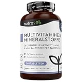 Multivitamin & Mineralstoffe - 365 hochdosierte Tabletten mit Bioaktiv-Formen und Premium-Rohstoffen - Unabhängig Laborgetestet - vegane, Multivitamintabletten mit 26 aktiven Vitamine