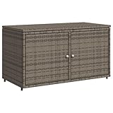 vidaXL Gartenschrank, Geräteschrank mit viel Stauraum, Beistellschrank Schrank mit Türen, Balkonschrank Terrassenschrank, Grau Poly Rattan