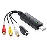 USB 2.0 Audio Video Grabber Konverter,Video-Formatwandler Capture Card mit USB 2.0 einschließlich VCR VHS DVD Video Rekorder für für Windows11/10/8/7/Mac