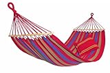 AMAZONAS - Hängematte Aruba Cayenne | Baumwollweiche Stabhängematte mit großer Liegefläche, inkl. Tragetasche | Belastbar bis 180 kg; Liegefläche 2,1m x 1,2m; Gewicht 1,9kg | Farbe: Cayenne