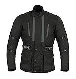 Texpeed Motorradjacke herren mit protektoren - Motorrad Biker Wasserdicht Jacke Mit Rüstung (EN 1621-1) Schwarz - 5XL