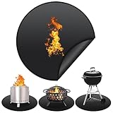 50cm Rund Feuerfeste Unterlage, Wiederverwendbare Feuergrubenmatte für Tischkamin, Silikonbeschichtet Brandschutzmatte, Schutzdeck und Patio Matte